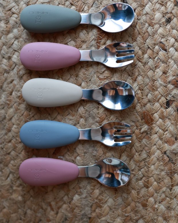 Posate bimbo in silicone e acciaio