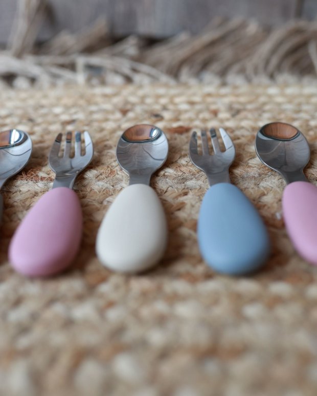 Posate bimbo in silicone e acciaio